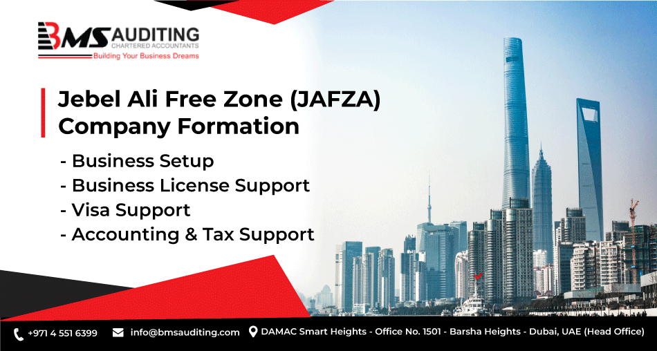 image with text listing out the advantages of company formation in Jebel Ali Free Zone with BMS Auditing