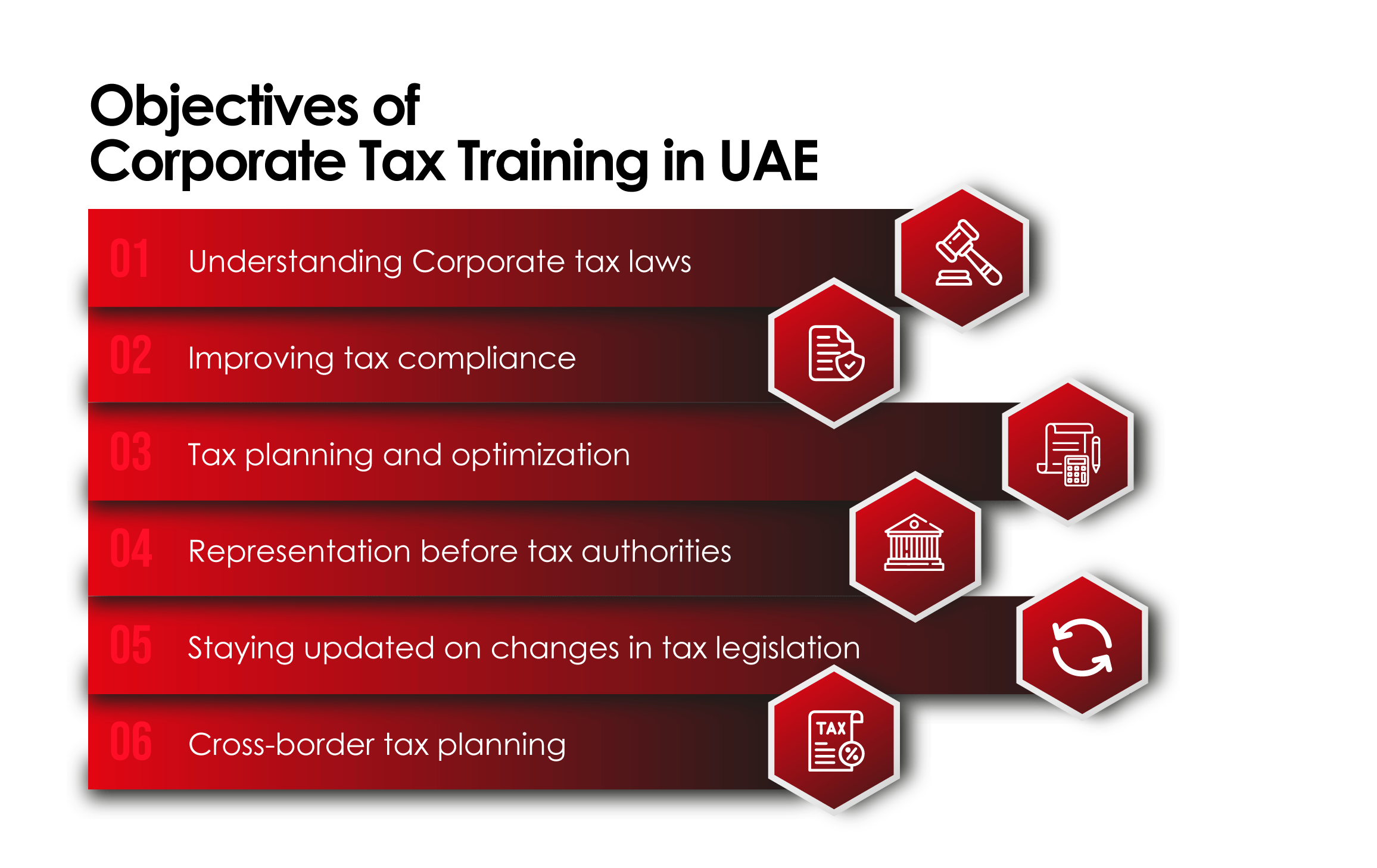 The infographic view on what you will learn in Corporate Tax Training in UAE