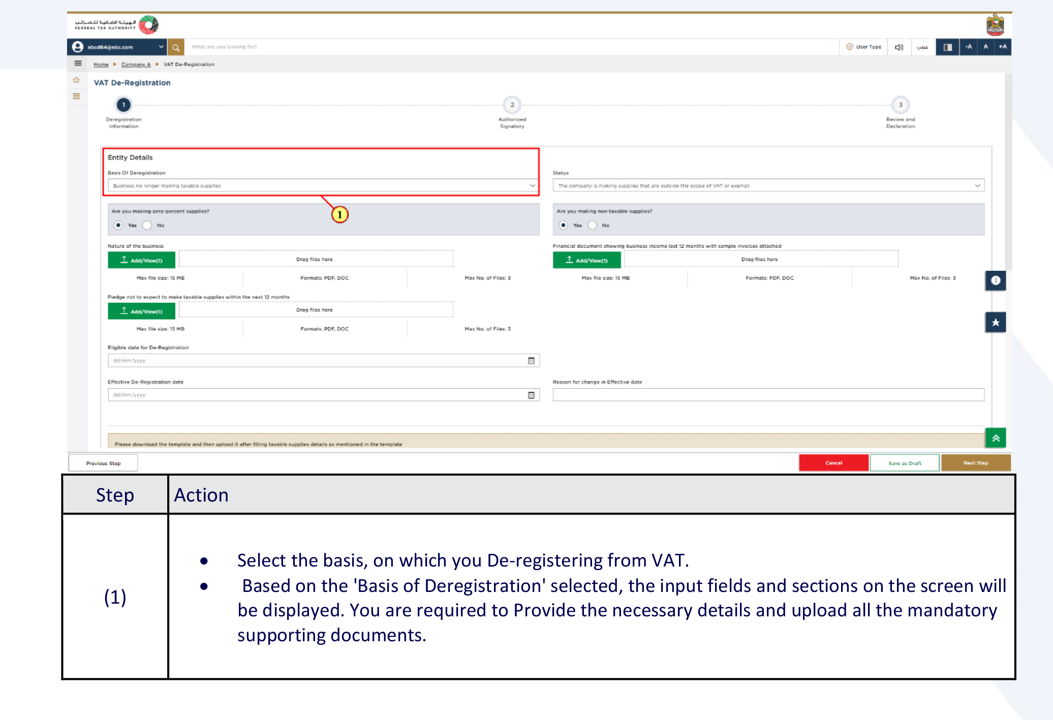 fill in and upload the required document to submit the VAT Deregistration